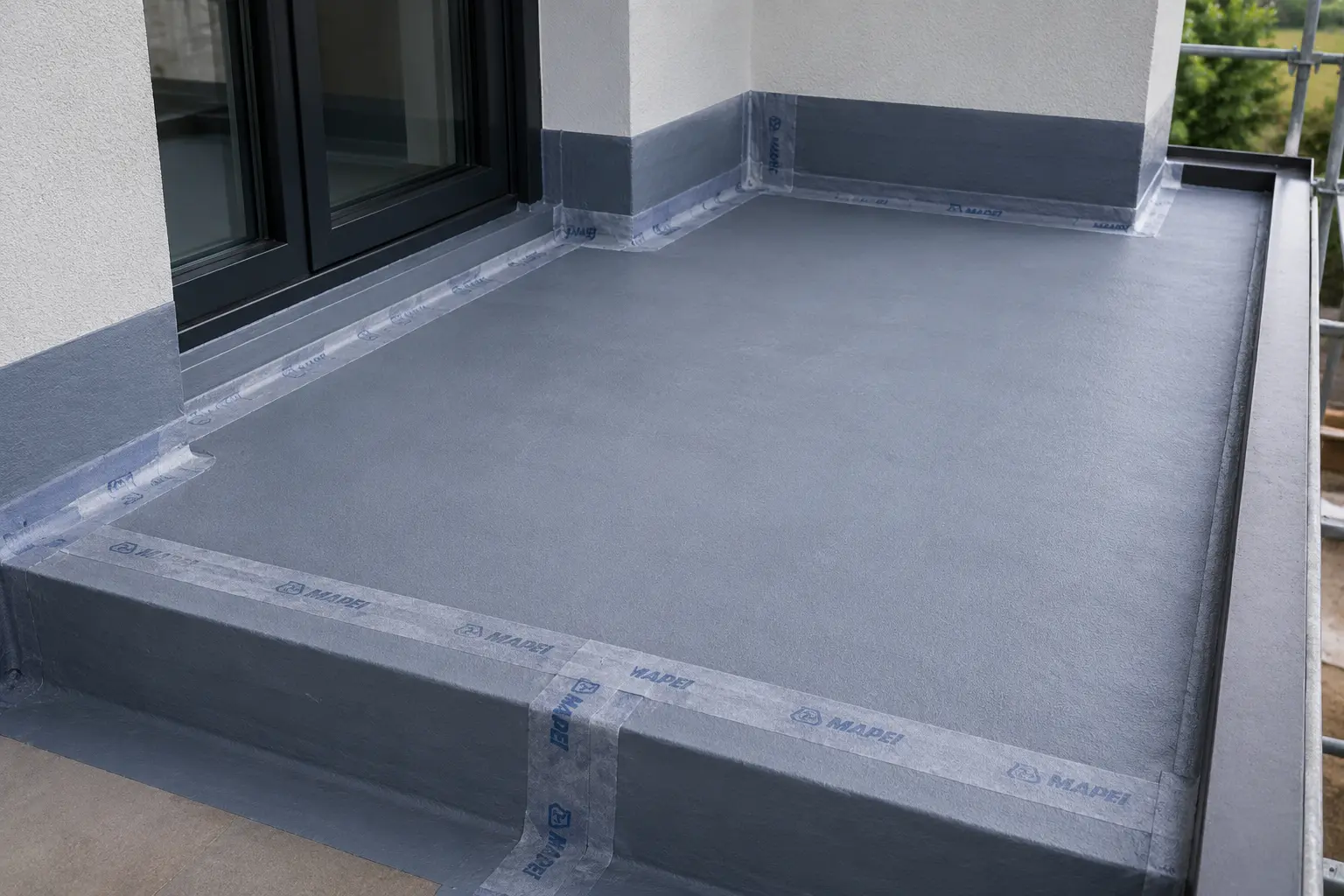 Hydroizolacja balkonu przed montażem płytek ceramicznych z zastosowaniem taśm uszczelniających